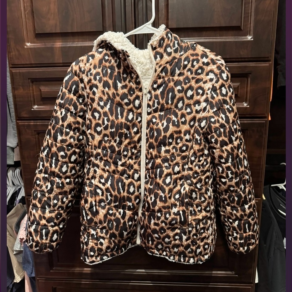 Justice Leopard reversible jacket girls 12/14 no stains or wear